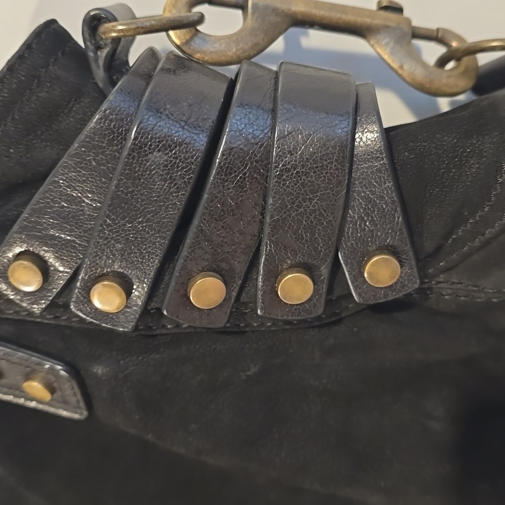 CYNTHIA VINCENT (Anthropologie) large Suede Shoulder Hobo/Tote Bag in Black - Picture 6 of 8